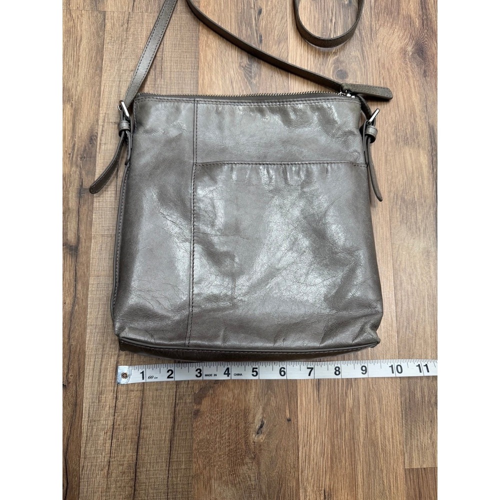Hobo The Original Gray Leather Crossbody Bag Shoulder Purse Organizer - Picture 10 of 12